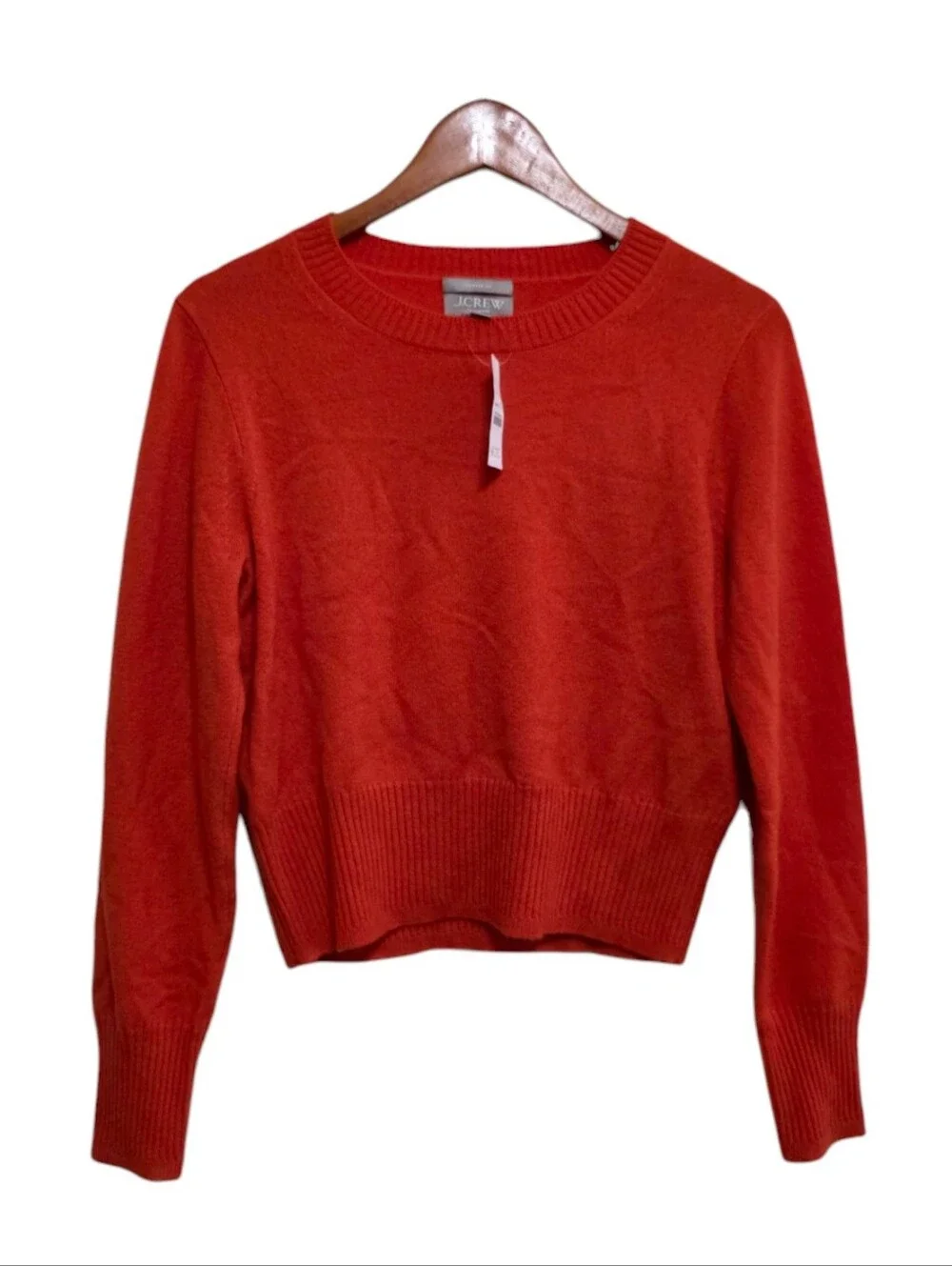 J. Crew Cashmere Shrunken Crewneck Sweater in Poppy Size Medium NWT